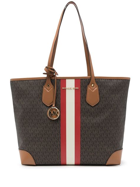 michael kors stripe eva|Eva Large Signature Logo Stripe Tote Bag .